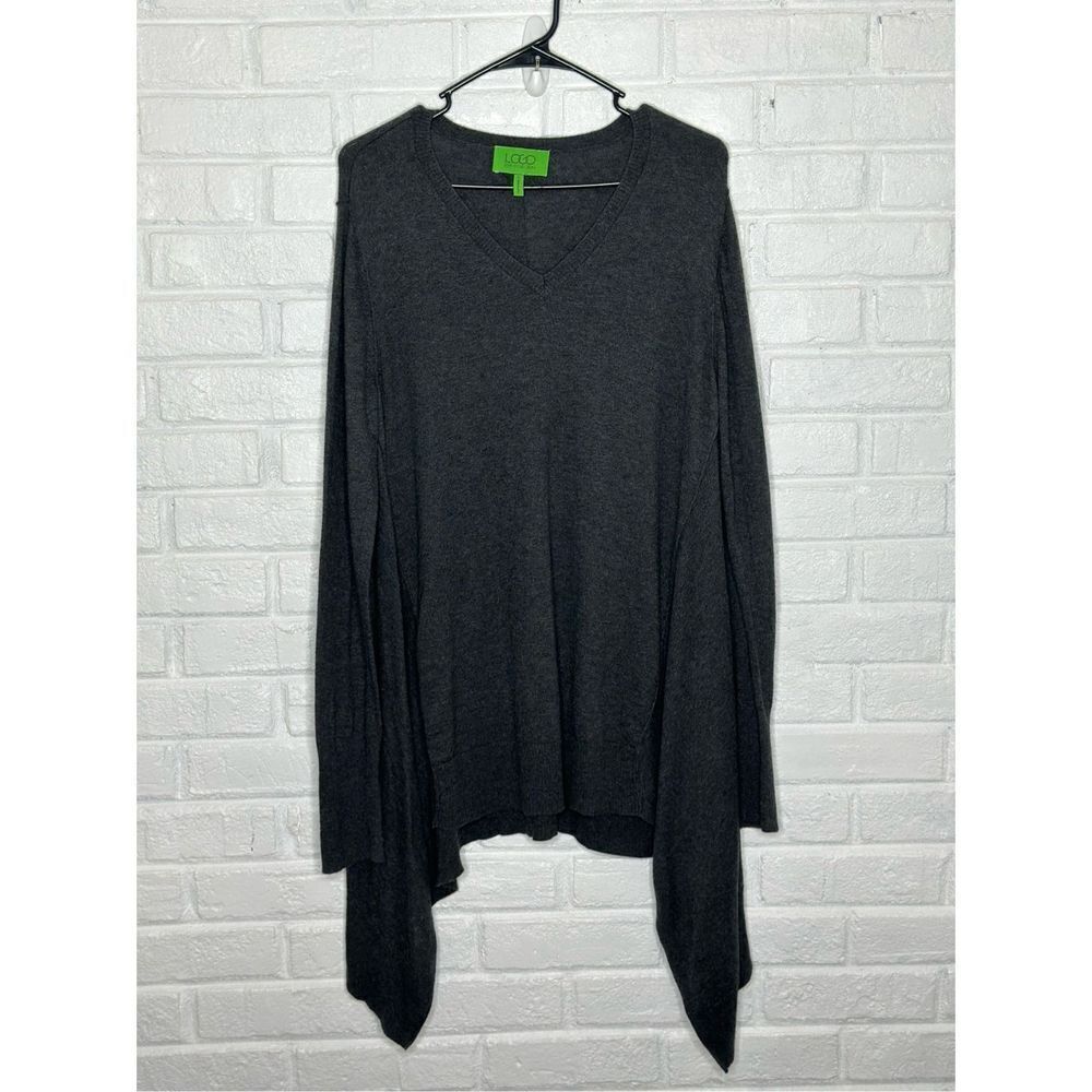 Logo Lori Goldstein Cotton & Cashmere Asymetrical Charcoal Gray Sweater sz Large